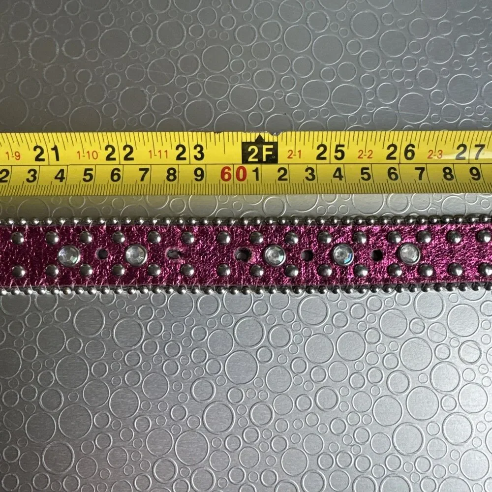 Girls Pink Bling Heart Belt Sz 7 8 M Rhinestone Embellished Strap ONLY No Buckle